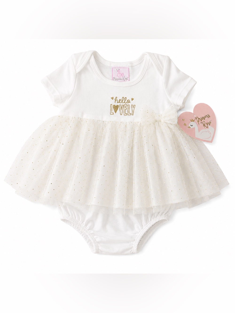 Princess Rose Hello Lovely White Tulle Tutu‎ Bubble Dress NWT 6-9 Months